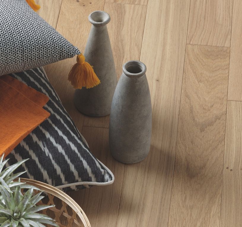 Parquet contrecollé MAJESTE CLIC 90 CHENE VINTAGE, chêne naturel, verni, larg. 9.00 cm