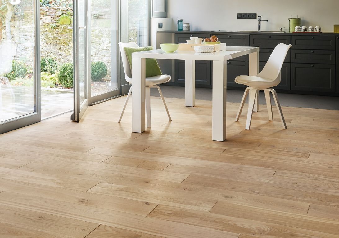 Parquet contrecollé MAJESTE CLIC 184 CHENE VINTAGE, chêne naturel, verni, larg. 18.40 cm