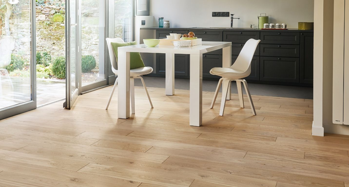 Parquet contrecollé MAJESTE CLIC 184 CHENE VINTAGE, chêne naturel, verni, larg. 18.40 cm