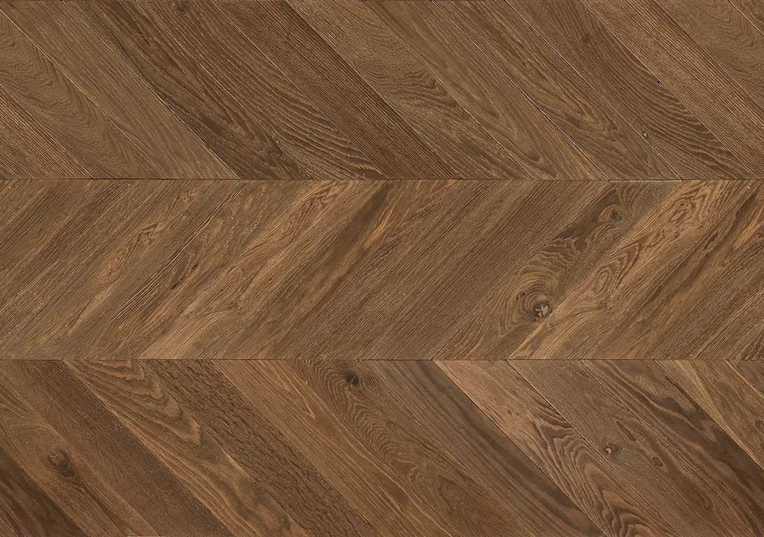 Parquet massif MASSIF POINT DE HONGRIE 110 CHENE AUTHENTIQUE, chêne marron foncé, huilé, larg. 11.00 cm