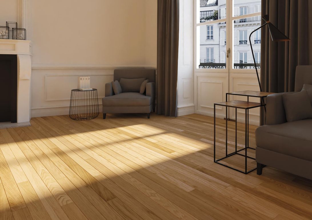 Parquet massif CHENE PREMIER CHENE EXCLUSIF , chêne naturel, verni, larg. 7.00 cm