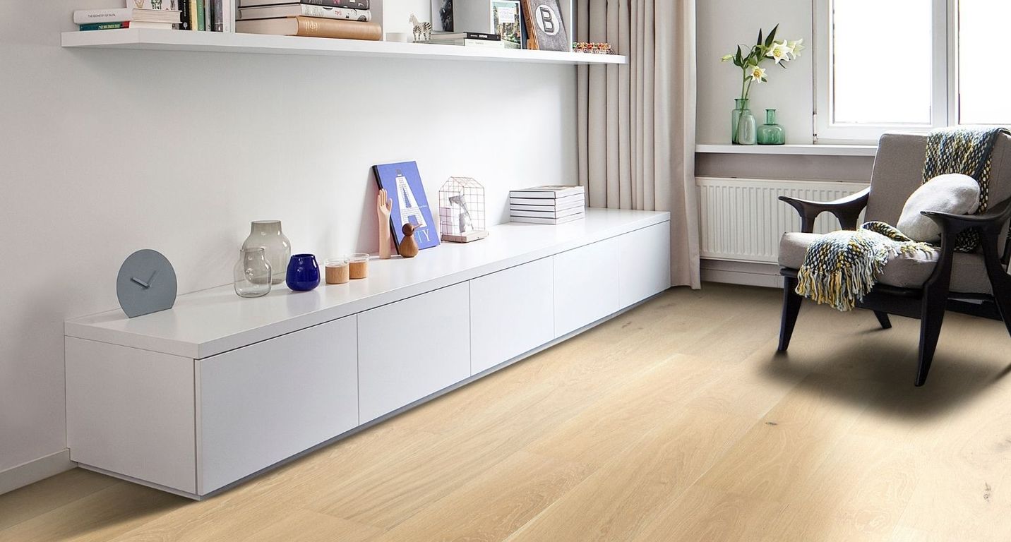 Parquet contrecollé EMPIRE 187 CHENE AUTHENTIQUE, chêne marron clair, verni, larg. 18.70 cm