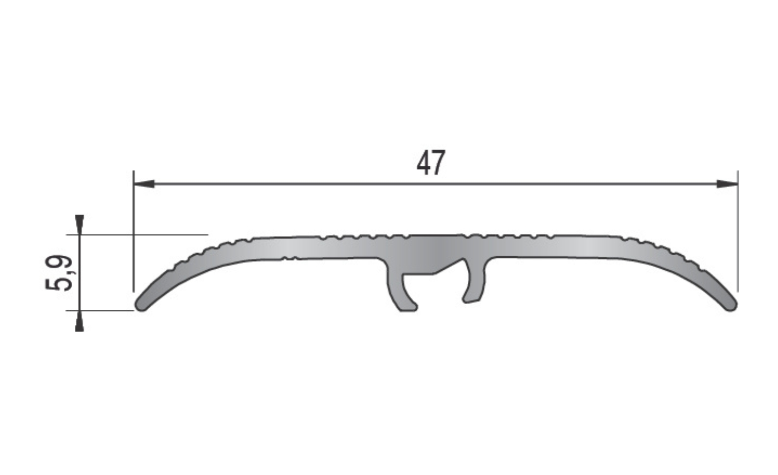 Barre de seuil HARMONY 47  STRIE NAT, Aluminium, décor , l.4.70 x L. 93.00 cm