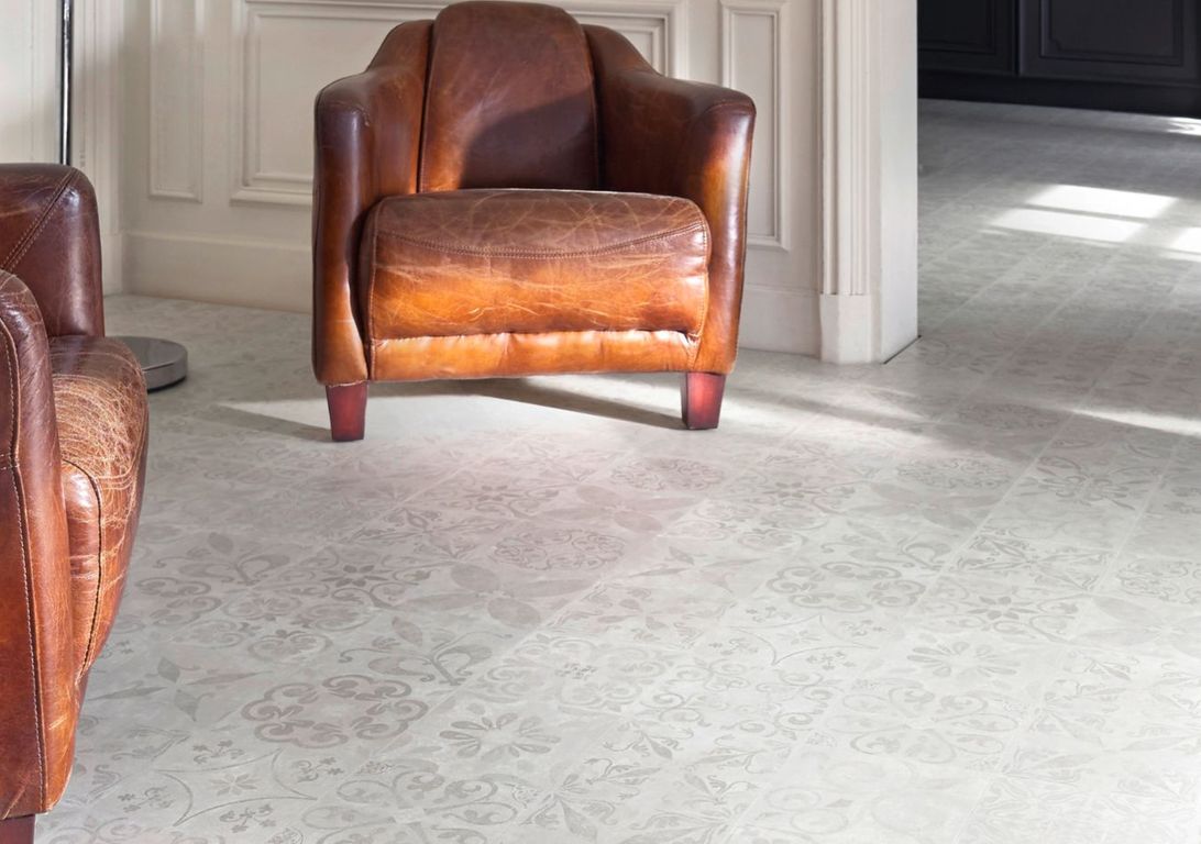 Sol stratifié TRADITION TILE Faus, aspect Carrelage gris, lame 39.40 x 117.90 cm