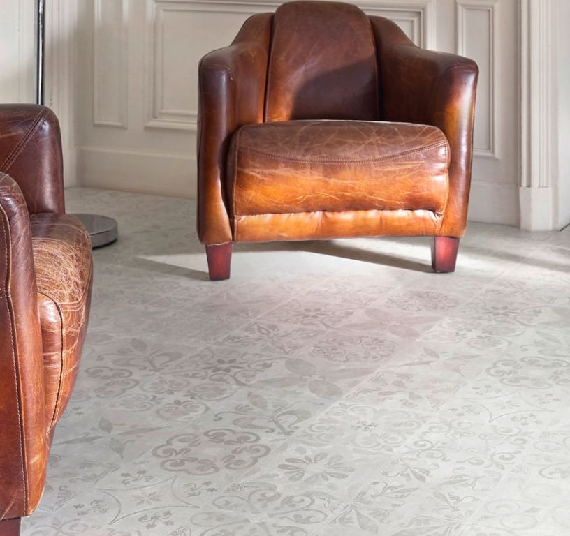 Sol stratifié TRADITION TILE Faus, aspect Carrelage gris, lame 39.40 x 117.90 cm