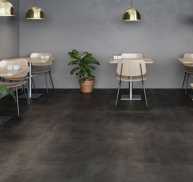 Sol stratifié FACTORY Faus, aspect Béton gris anthracite, dalle 60.10 x 118.30 cm