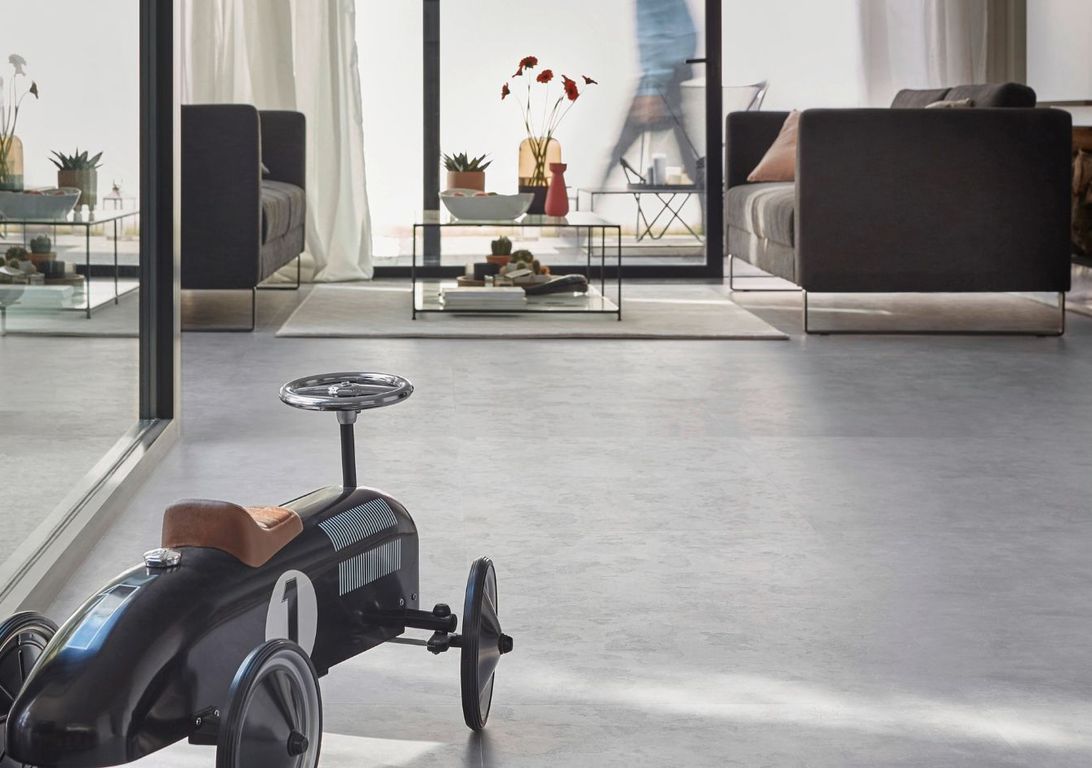 Sol stratifié FACTORY Faus, aspect Béton gris, dalle 60.10 x 118.30 cm