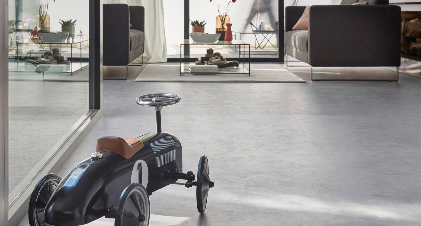 Sol stratifié FACTORY Faus, aspect Béton gris, dalle 60.10 x 118.30 cm