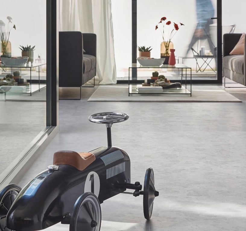 Sol stratifié FACTORY Faus, aspect Béton gris, dalle 60.10 x 118.30 cm