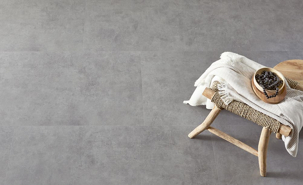 Sol stratifié FACTORY Faus, aspect Béton gris moyen, dalle 60.10 x 118.30 cm