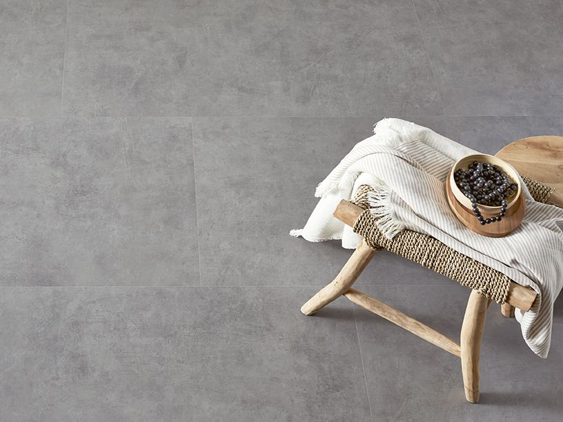 Sol stratifié FACTORY Faus, aspect Béton gris moyen, dalle 60.10 x 118.30 cm