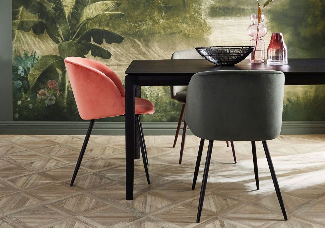 Sol stratifié MARQUETERIE ASPA Faus, aspect Marqueterie cérusé blanc, dalle 39.42 x 118.00 cm