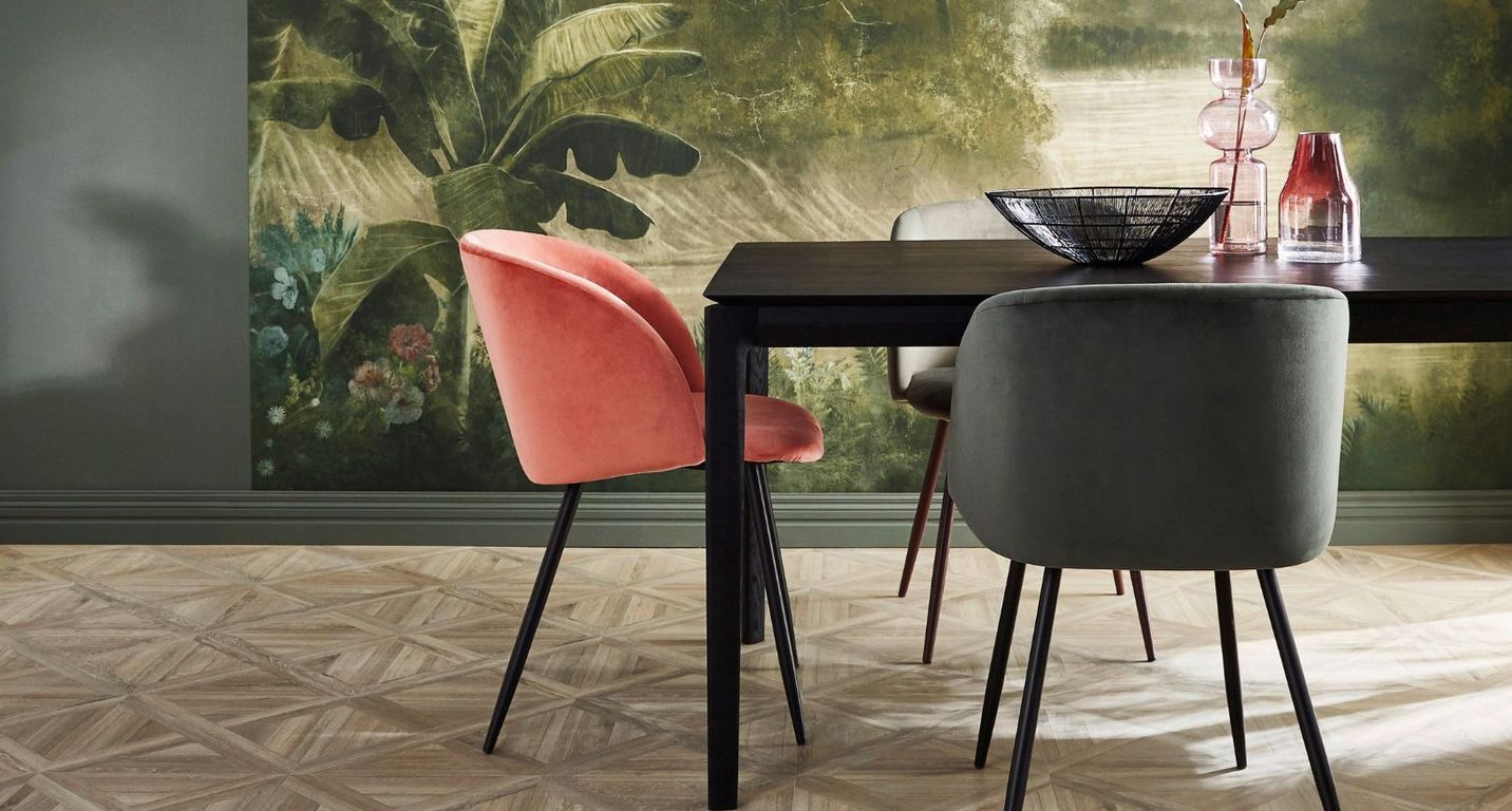 Sol stratifié MARQUETERIE ASPA Faus, aspect Marqueterie cérusé blanc, dalle 39.42 x 118.00 cm