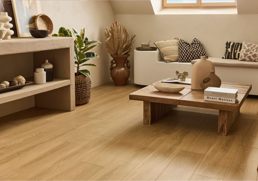 Sol stratifié EASYLIFE 8 MM HYDRO Easylife, aspect Bois chêne doré, lame 19.20 x 128.50 cm