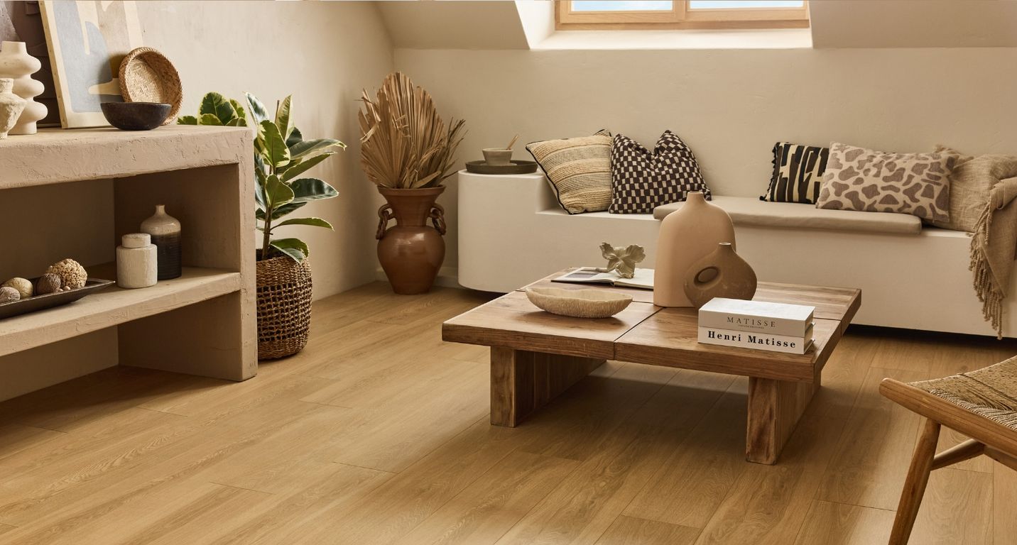 Sol stratifié EASYLIFE 8 MM HYDRO Easylife, aspect Bois chêne doré, lame 19.20 x 128.50 cm