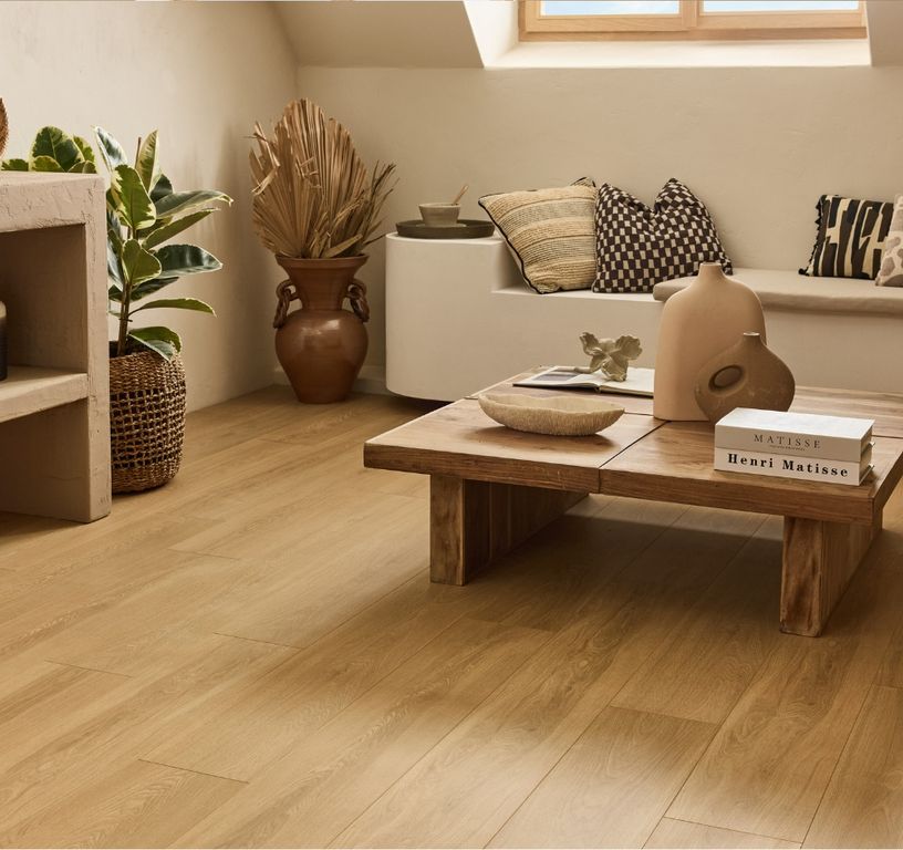 Sol stratifié EASYLIFE 8 MM HYDRO Easylife, aspect Bois chêne doré, lame 19.20 x 128.50 cm