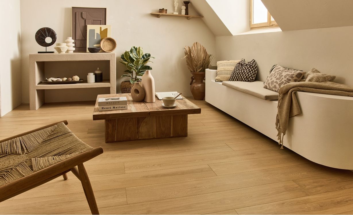 Sol stratifié EASYLIFE 8 MM HYDRO Easylife, aspect Bois chêne doré, lame 19.20 x 128.50 cm