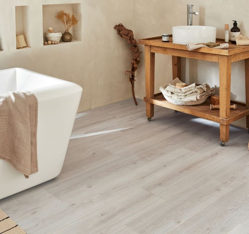 Sol stratifié AUTHENTIC 2 Easylife, aspect Bois blanchi, lame 19.30 x 138.30 cm