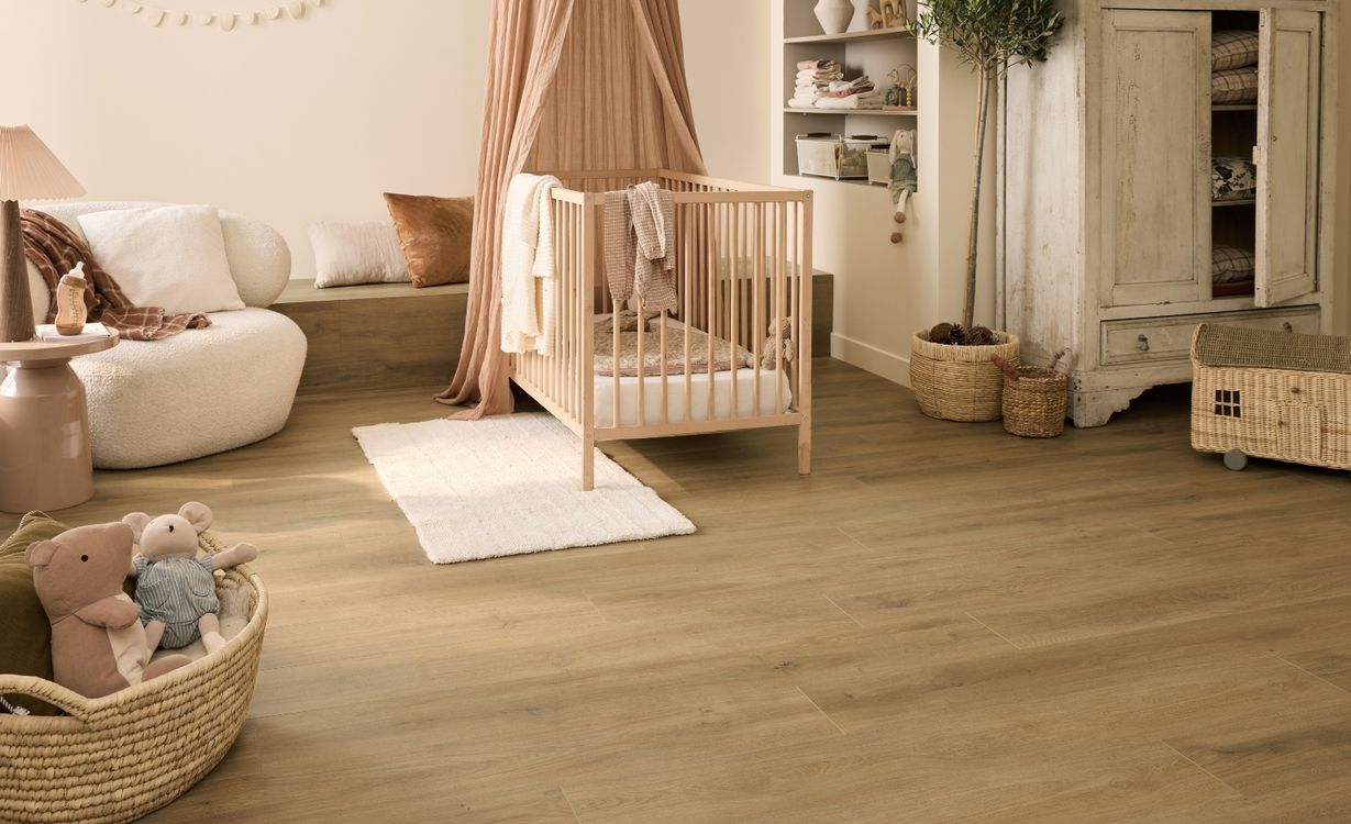 Sol stratifié ESSENTIEL 2 Easylife, aspect Bois chêne doré, lame 19.30 x 138.00 cm