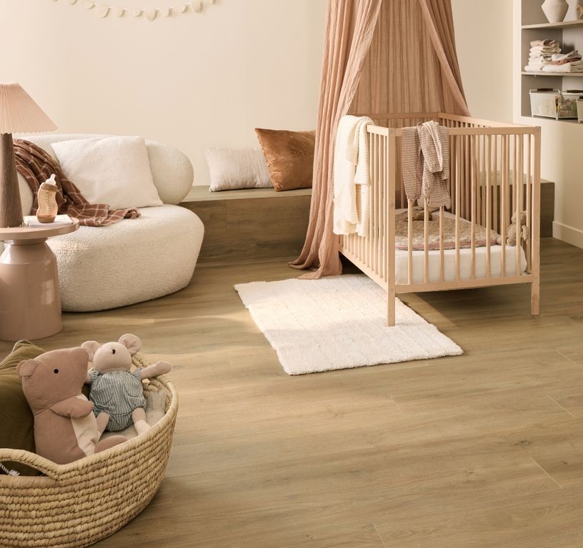 Sol stratifié ESSENTIEL 2 Easylife, aspect Bois chêne doré, lame 19.30 x 138.00 cm