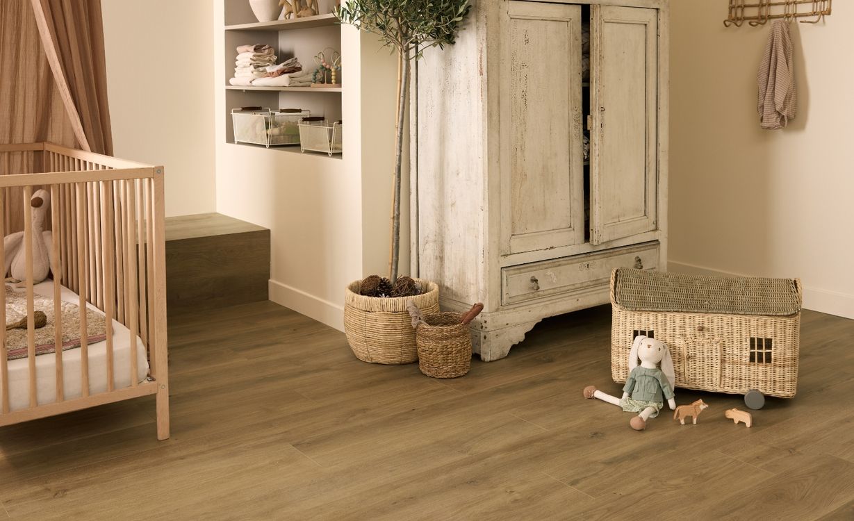 Sol stratifié ESSENTIEL 2 Easylife, aspect Bois chêne doré, lame 19.30 x 138.00 cm