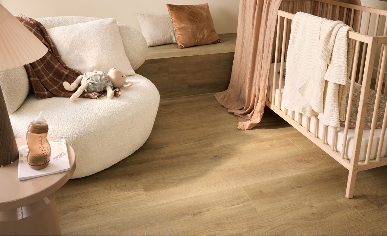 Sol stratifié ESSENTIEL 2 Easylife, aspect Bois chêne doré, lame 19.30 x 138.00 cm