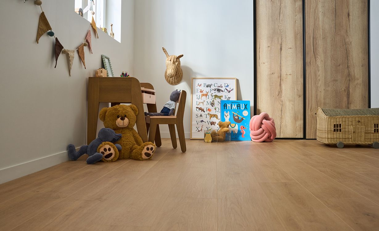 Sol stratifié ESSENTIEL 2 Easylife, aspect Bois chêne clair, lame 19.30 x 138.00 cm