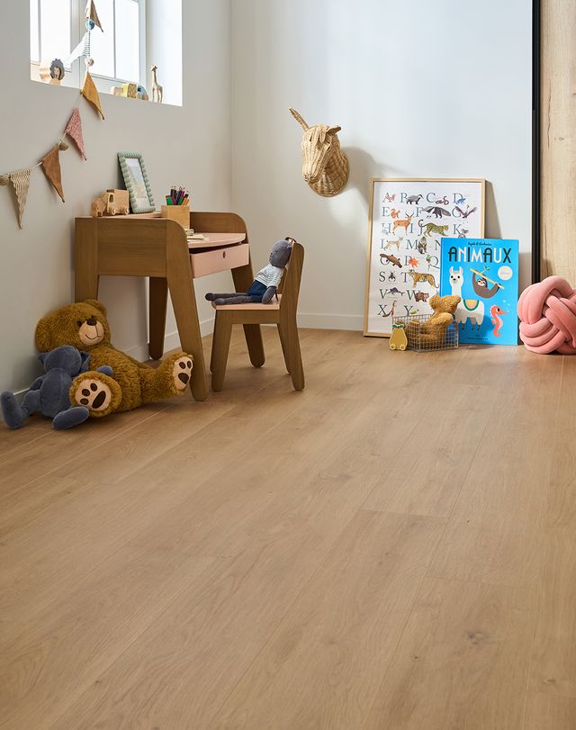 Sol stratifié ESSENTIEL 2 Easylife, aspect Bois chêne clair, lame 19.30 x 138.00 cm