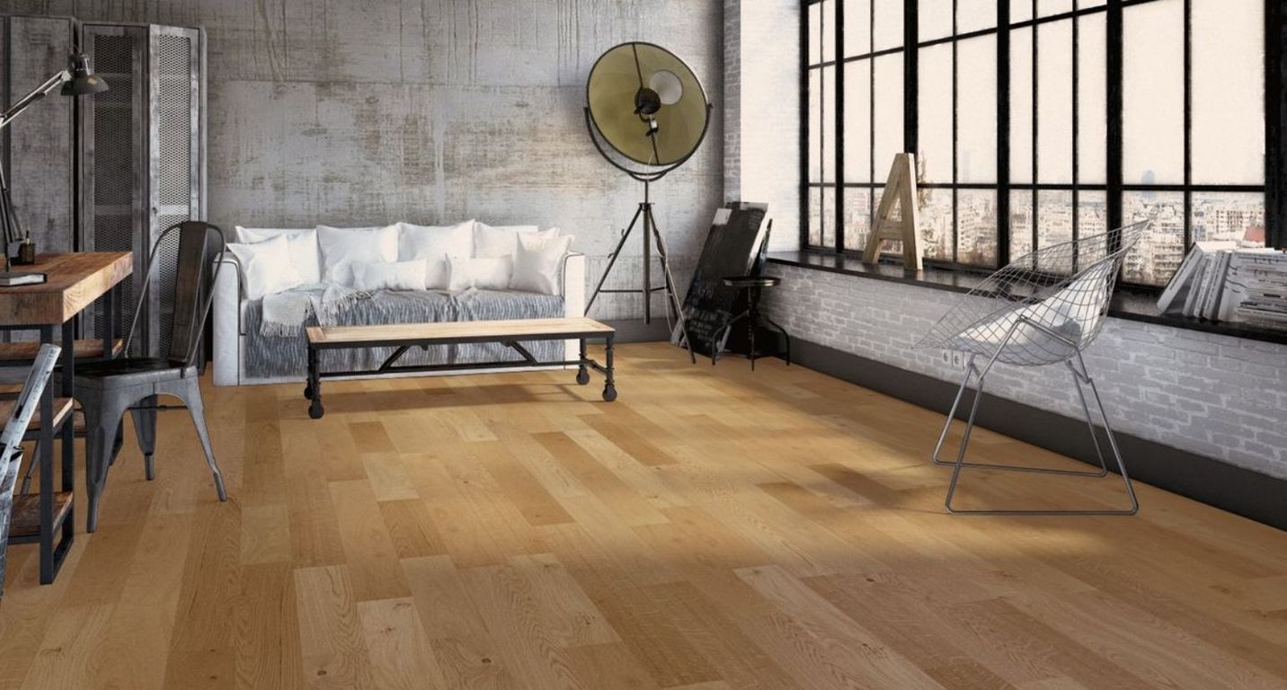 Parquet contrecollé MAJESTE 139 CHENE AUTHENTIQUE, chêne miel, verni, larg. 13.90 cm