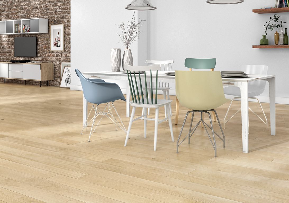 Parquet contrecollé MAJESTE 139 CHENE AUTHENTIQUE, chêne naturel, verni, larg. 13.90 cm