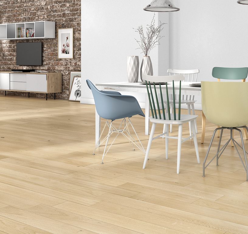 Parquet contrecollé MAJESTE 139 CHENE AUTHENTIQUE, chêne naturel, verni, larg. 13.90 cm