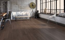 Parquet contrecollé MAJESTE 139 CHENE VINTAGE, chêne gris, verni, larg. 13.90 cm