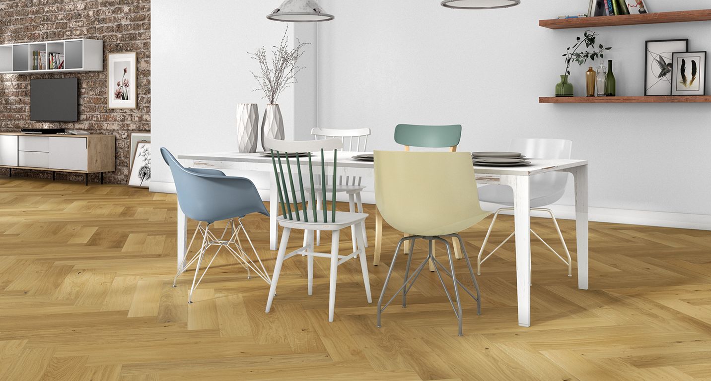 Parquet contrecollé CASTELLA 139 CHENE AUTHENTIQUE, chêne naturel, verni, larg. 13.90 cm