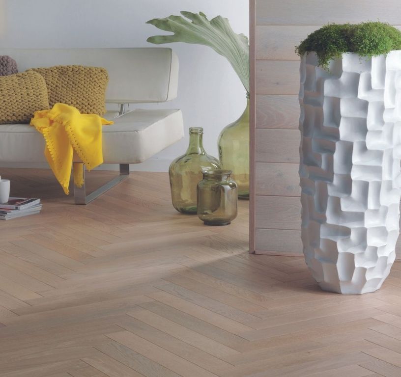 Parquet contrecollé CASTELLA 90 CHENE AUTHENTIQUE, chêne blanc, verni, larg. 9.00 cm