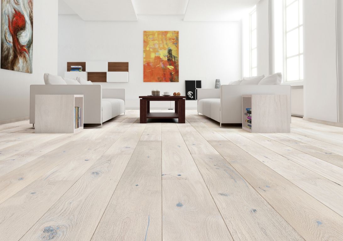 Parquet contrecollé BELOVIA 207 CHENE AUTHENTIQUE, chêne blanc, verni, larg. 20.70 cm