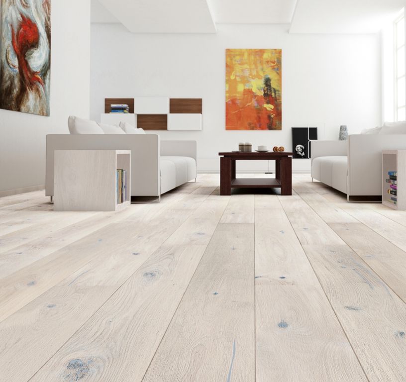 Parquet contrecollé BELOVIA 207 CHENE AUTHENTIQUE, chêne blanc, verni, larg. 20.70 cm