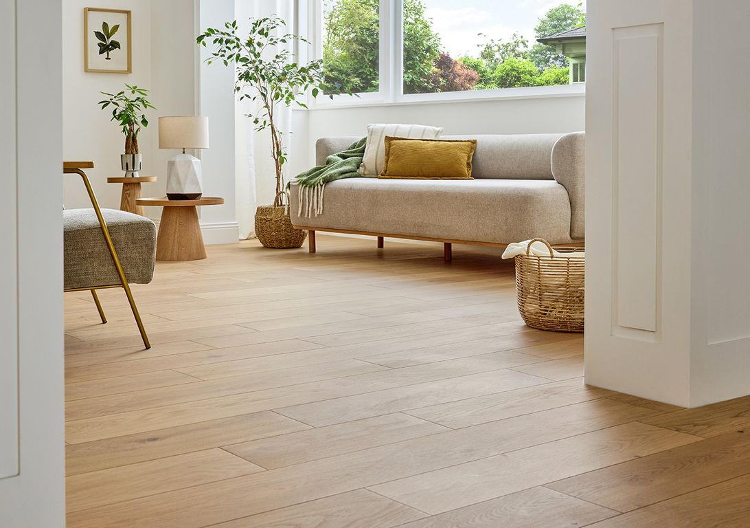 Parquet contrecollé MAJESTE 184 CHENE AUTHENTIQUE, chêne naturel, verni, larg. 18.40 cm