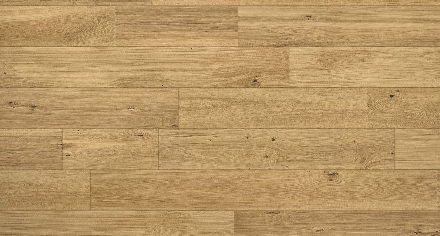 Parquet contrecollé MAJESTE 184 CHENE AUTHENTIQUE, chêne marron moyen, verni, larg. 18.40 cm