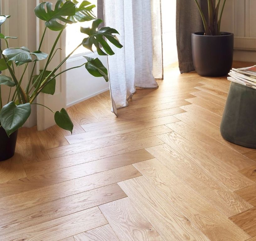 Parquet contrecollé CHAMBORD 130 CHENE COURANT new clic, chêne naturel, verni, larg. 13.00 cm