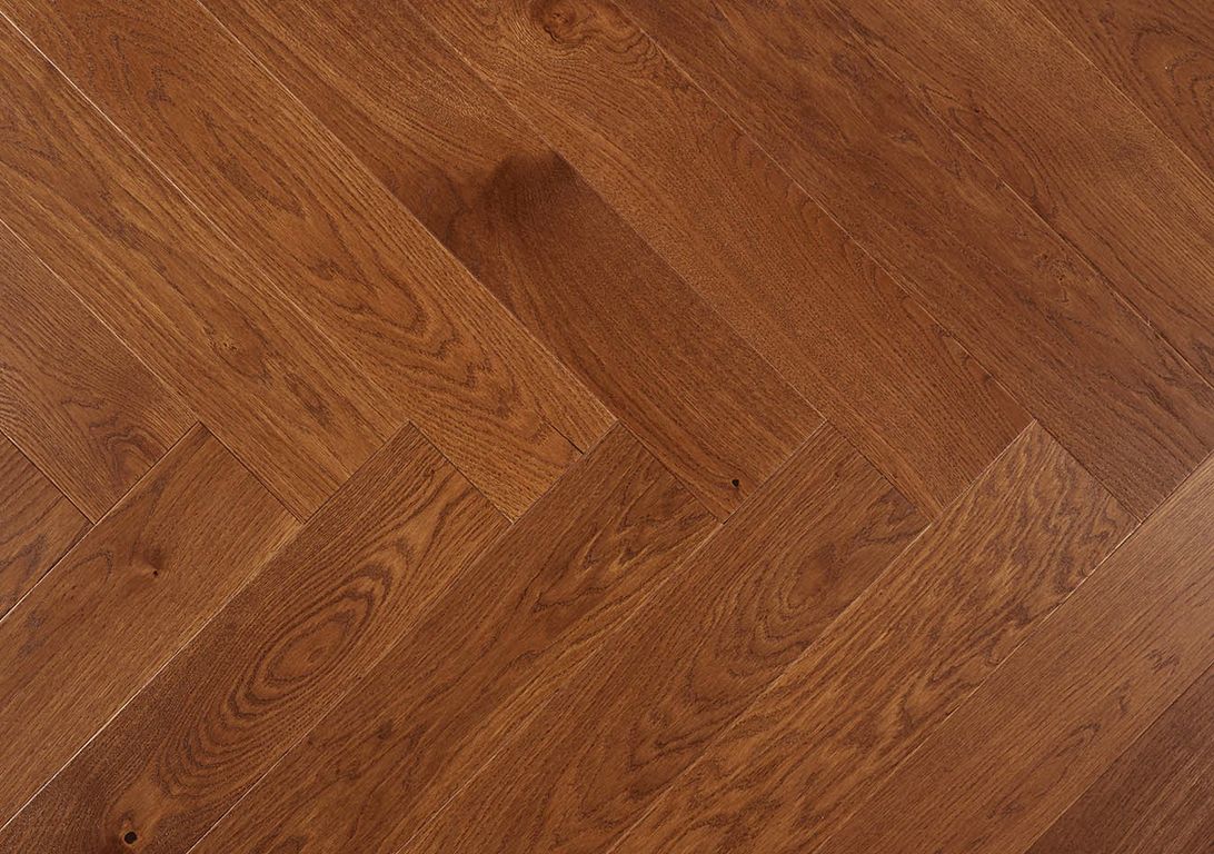 Parquet contrecollé CHAMBORD 130 CHENE AUTHENTIQUE new clic, chêne marron moyen, verni, larg. 13.00 cm