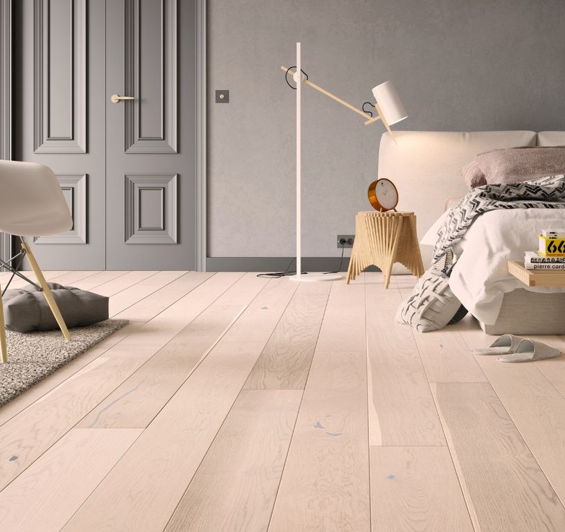 Parquet contrecollé DOMAINE 180 CHENE VINTAGE, chêne blanc, verni, larg. 18.00 cm