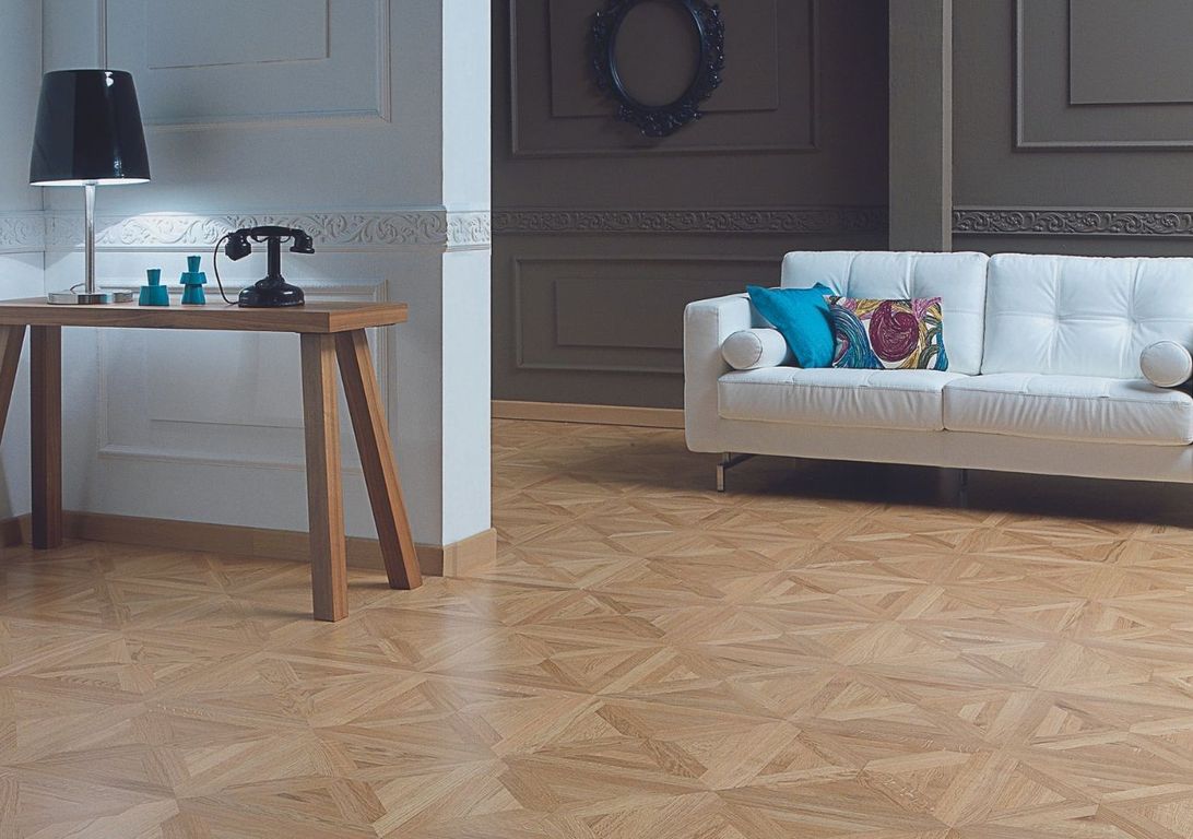 Parquet contrecollé PRESTIGE CHENE COURANT, chêne naturel, verni, larg. 39.20 cm