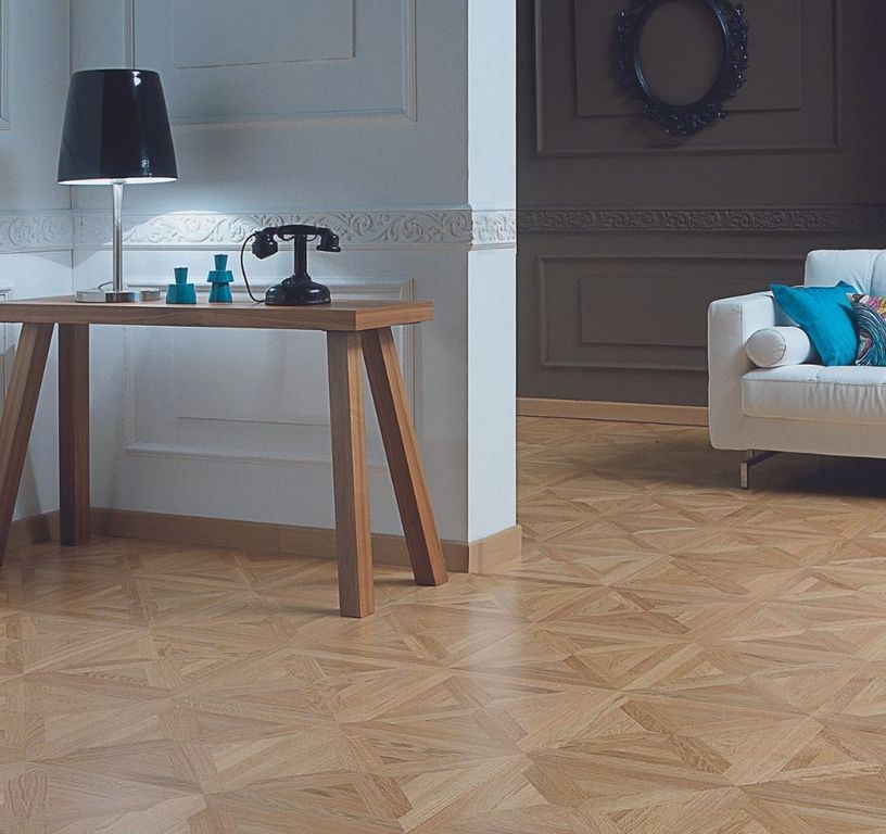 Parquet contrecollé PRESTIGE CHENE COURANT, chêne naturel, verni, larg. 39.20 cm