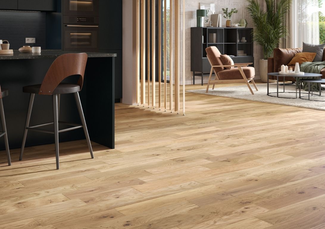 Parquet contrecollé MAESTRO BASIC 139 CHENE VINTAGE, chêne naturel, verni, larg. 13.90 cm