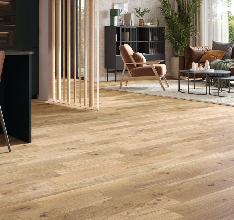 Parquet contrecollé MAESTRO BASIC 139 CHENE VINTAGE, chêne naturel, verni, larg. 13.90 cm