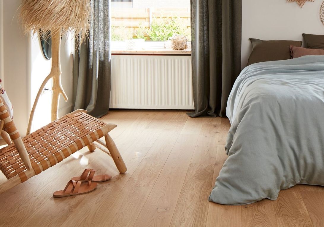 Parquet contrecollé MAESTRO 184 CHENE VINTAGE, chêne naturel, verni, larg. 18.40 cm