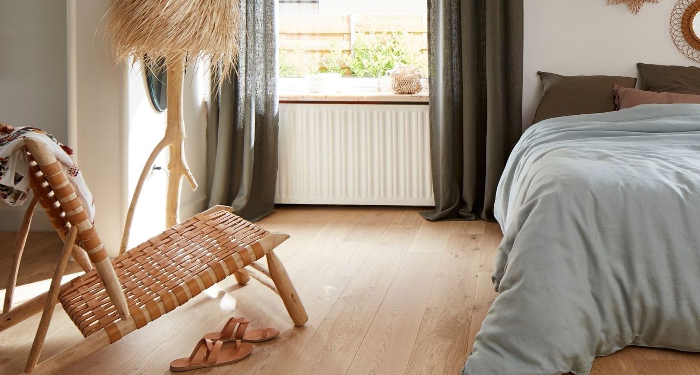 Parquet contrecollé MAESTRO 184 CHENE VINTAGE, chêne naturel, verni, larg. 18.40 cm