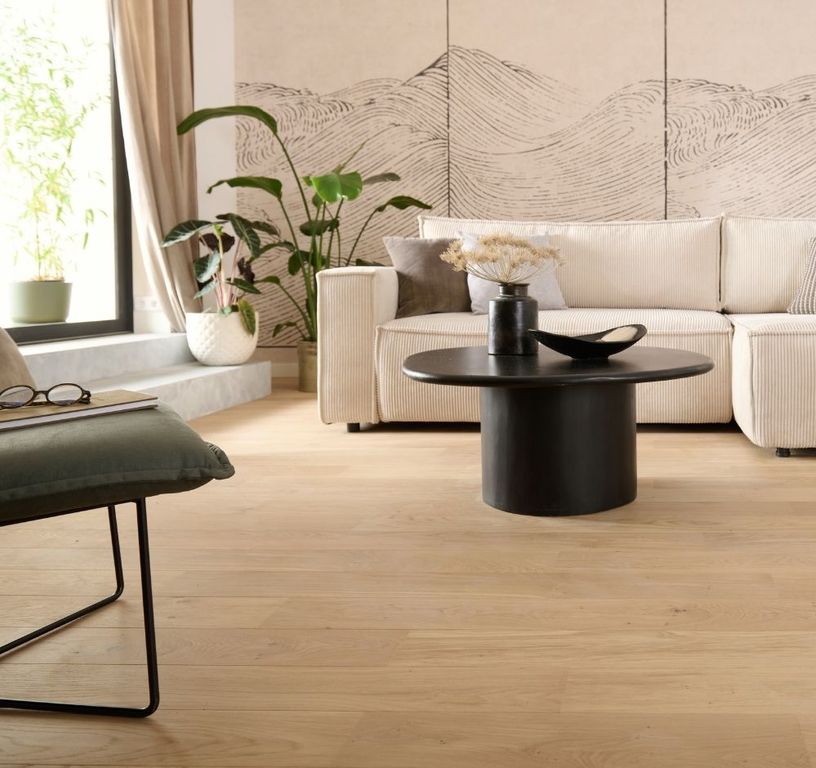 Parquet contrecollé MAESTRO 139 CHENE AUTHENTIQUE, chêne naturel, verni, larg. 13.90 cm