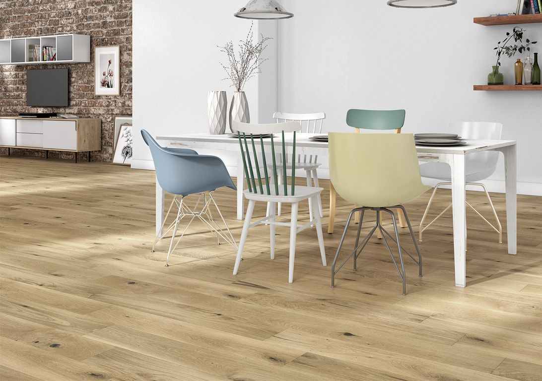 Parquet contrecollé DOMAINE 180 CHENE AUTHENTIQUE, chêne naturel, verni, larg. 18.00 cm