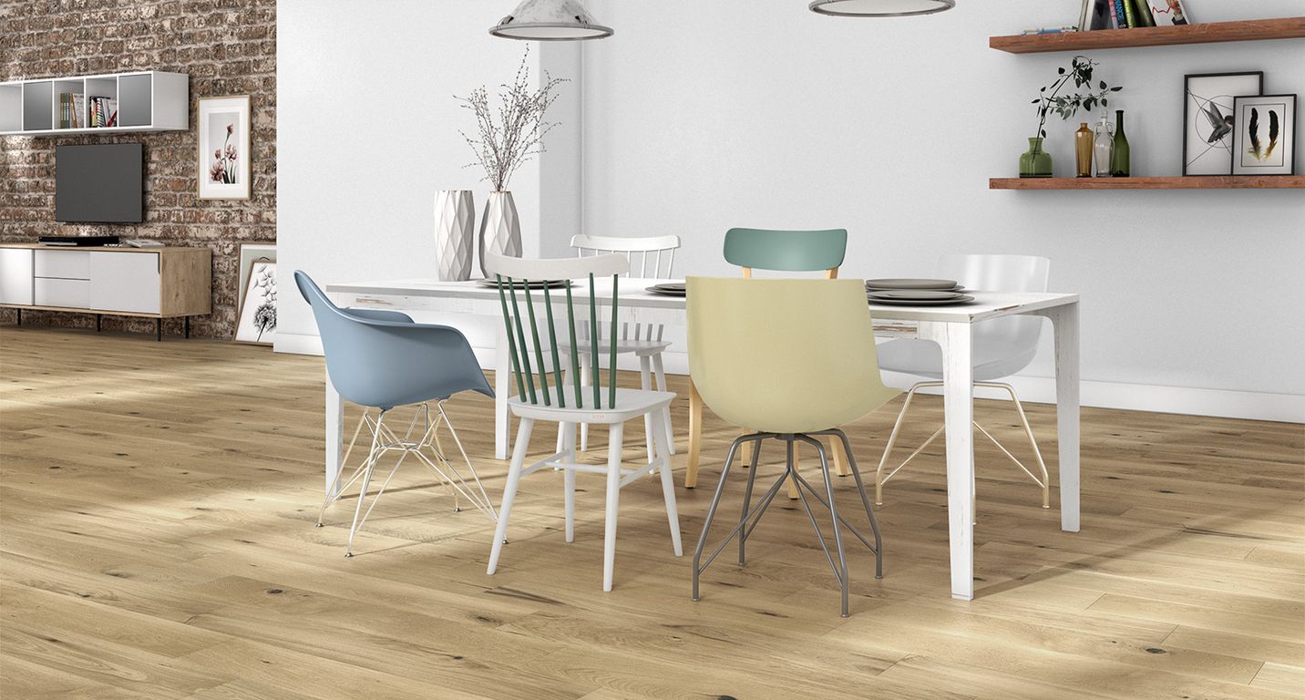 Parquet contrecollé DOMAINE 180 CHENE AUTHENTIQUE, chêne naturel, verni, larg. 18.00 cm